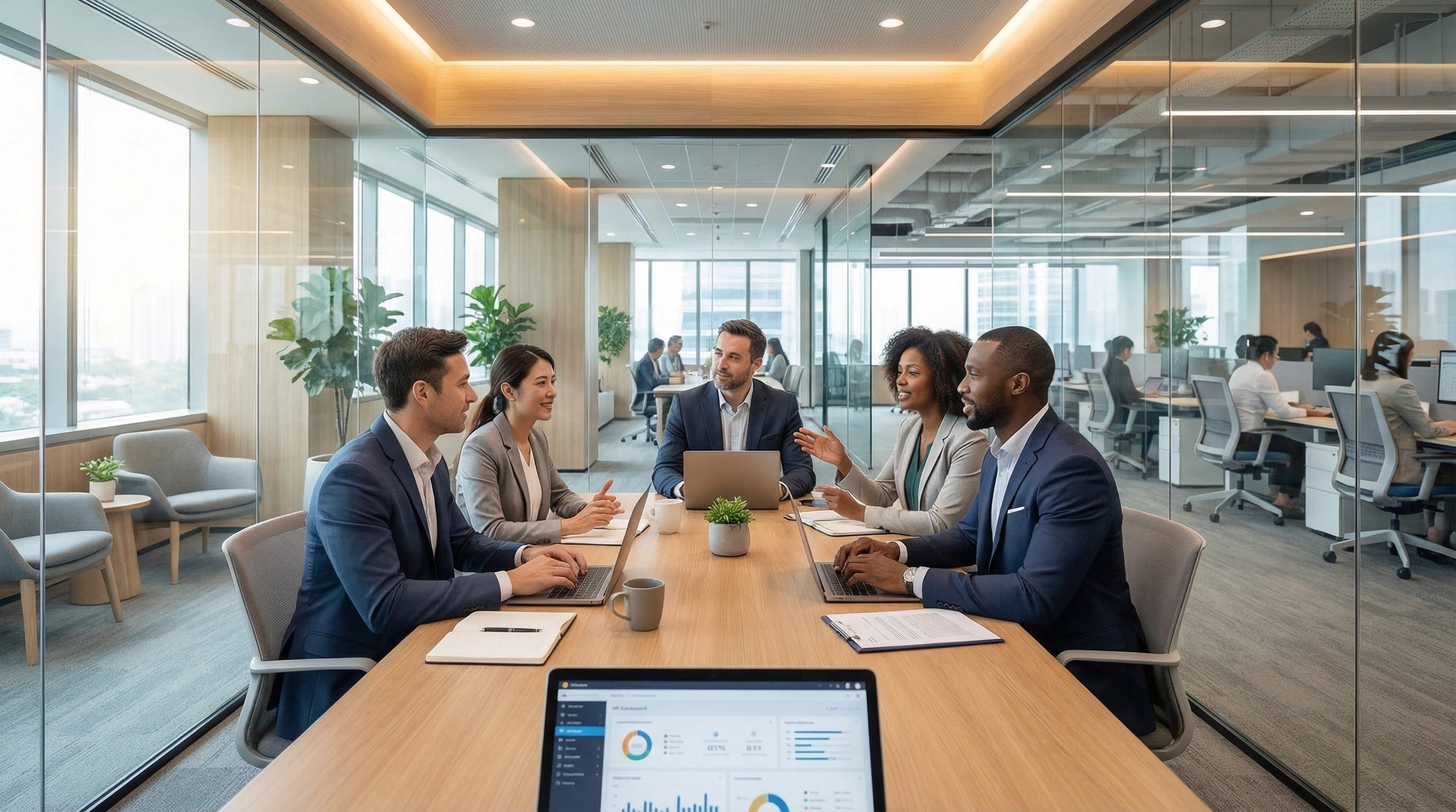 HR professionals collaborating in modern office